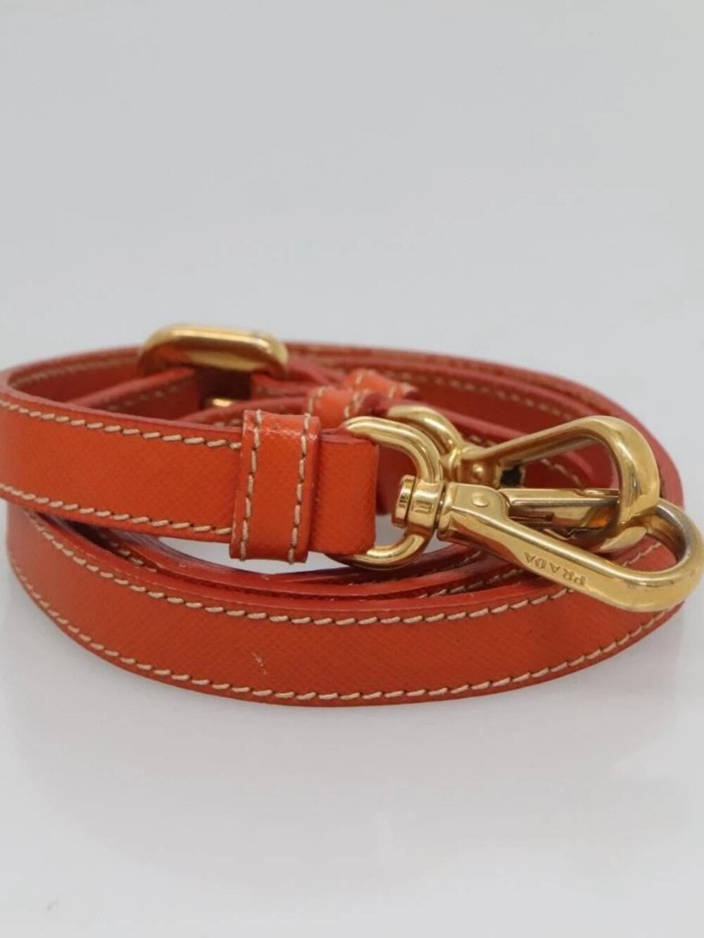 PRADA Tote Bag Nylon 2way Orange Gold Auth ep9199 - Picture 11 of 16